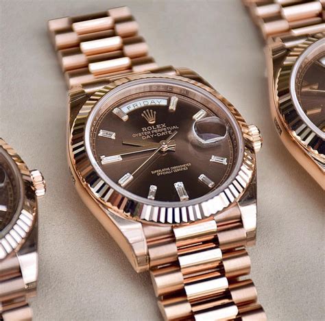 rolex rose chocolate|day date 40 rose gold.